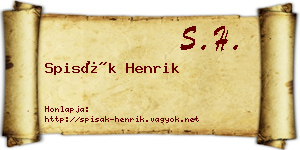 Spisák Henrik névjegykártya